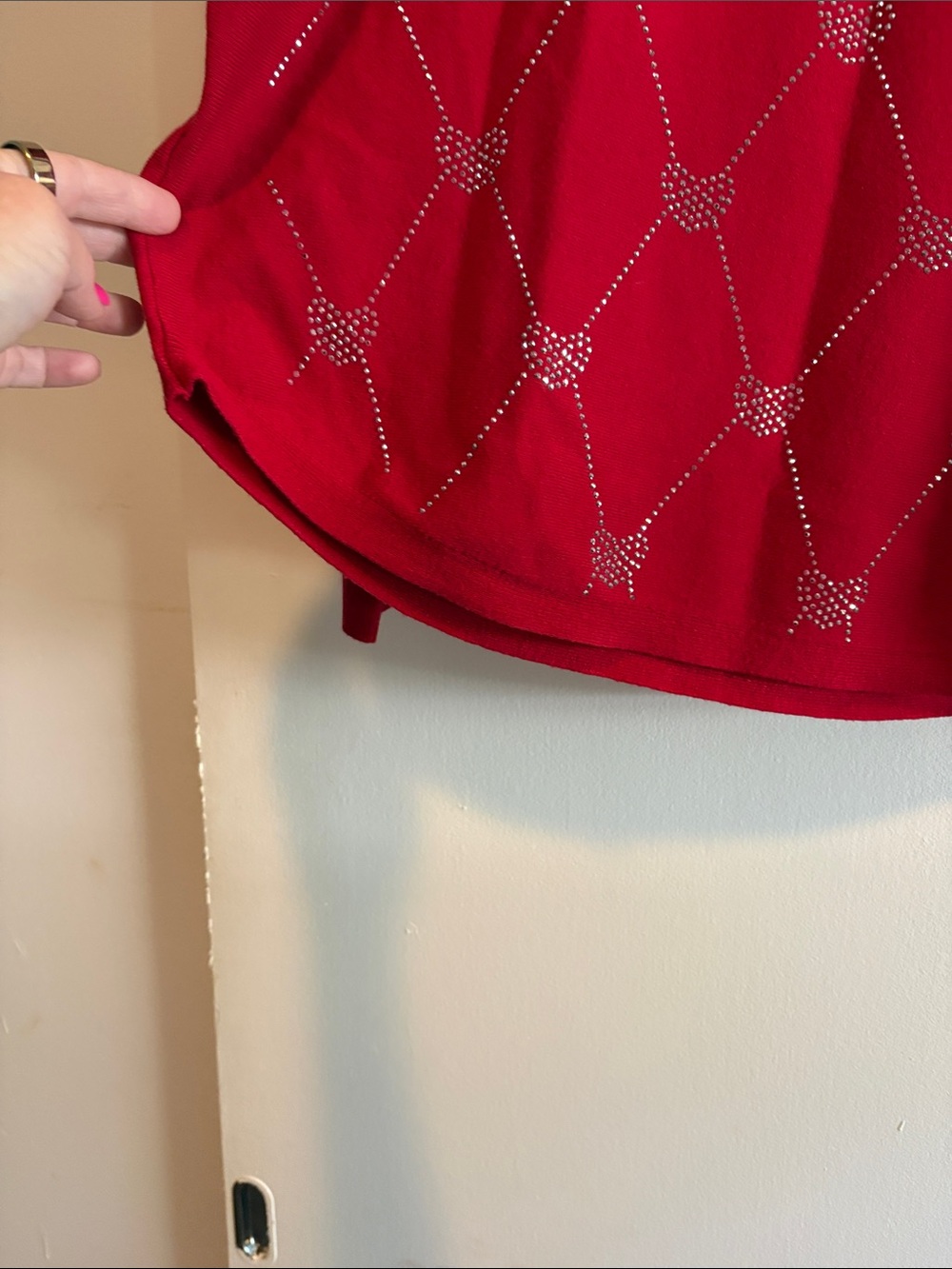 VILA Red Rhinestone Knit Sweater - Picture 3 of 4
